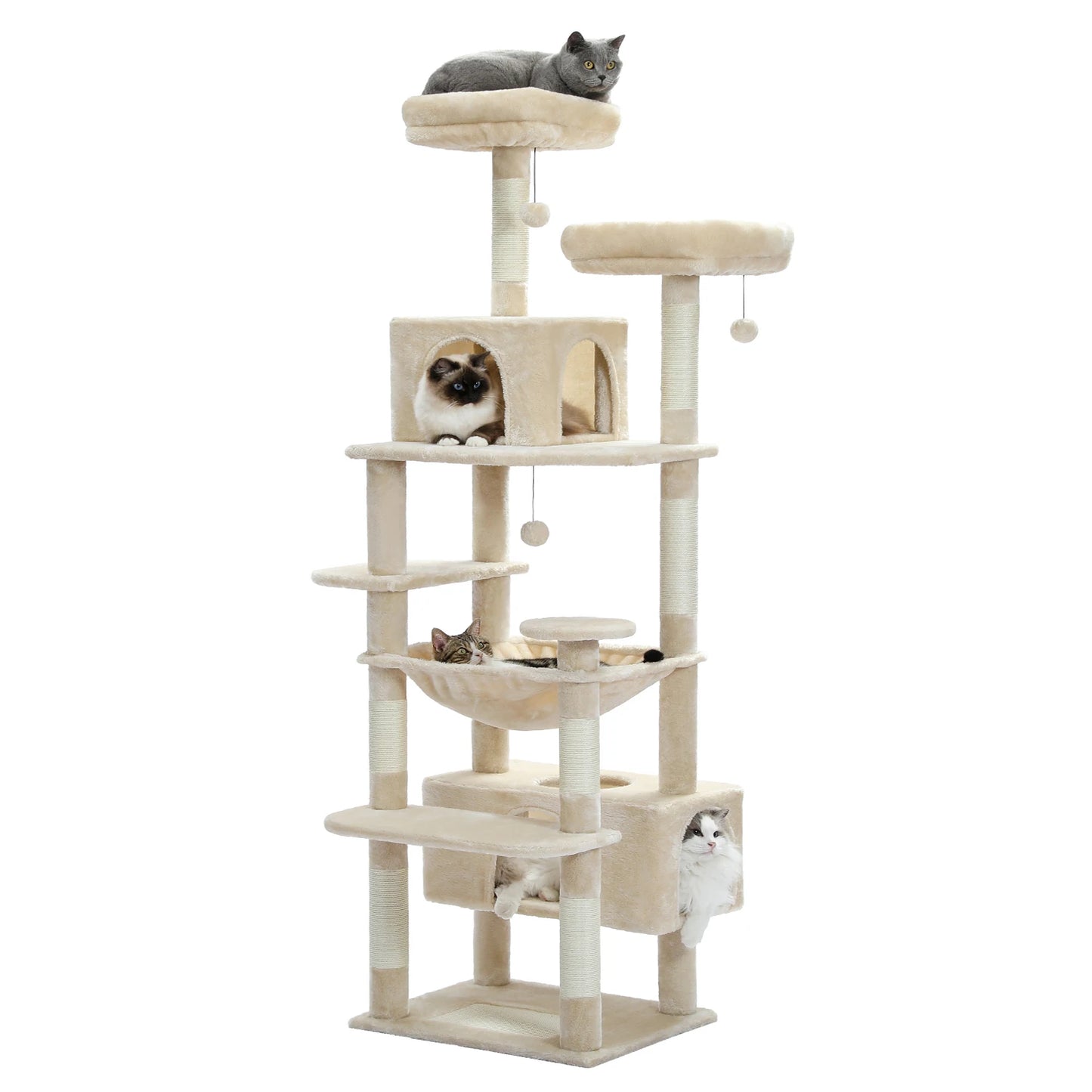 Luxury Multi-Layer Cat Tree House Condo with Ladder and Sisal Scratching Post for Climbing and Jumping