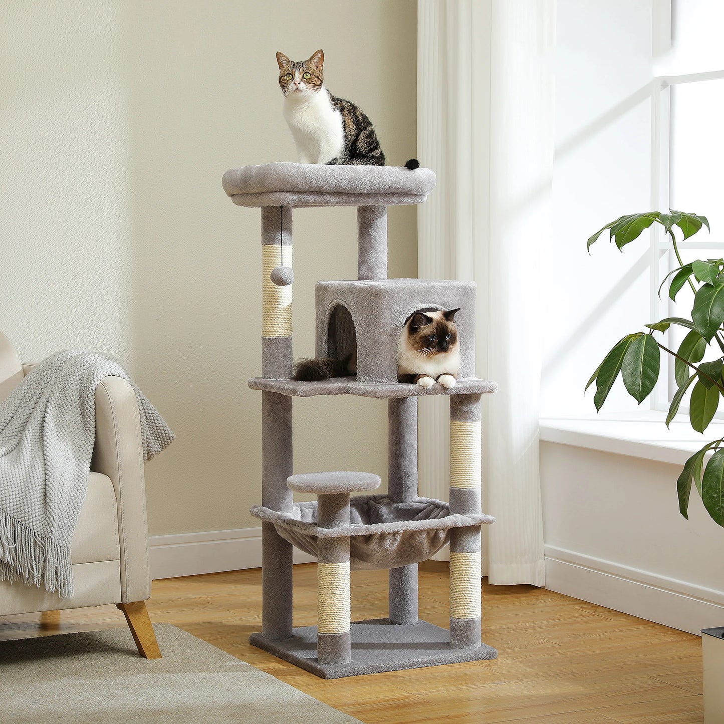 Luxury Multi-Level Cat Tree Tower with Condo, Scratching Post & Cat Toys for Indoor Cats