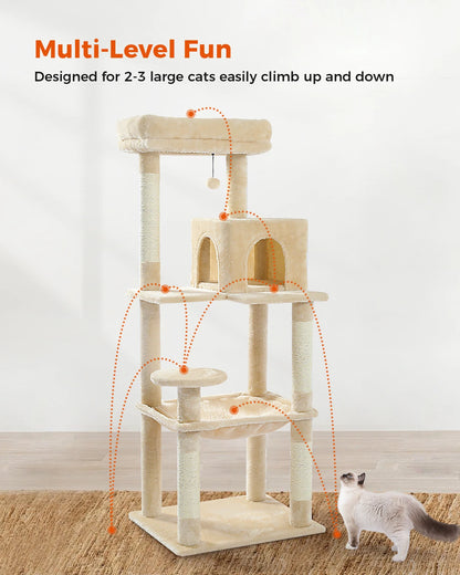 Luxury Multi-Level Cat Tree Tower with Condo, Scratching Post & Cat Toys for Indoor Cats