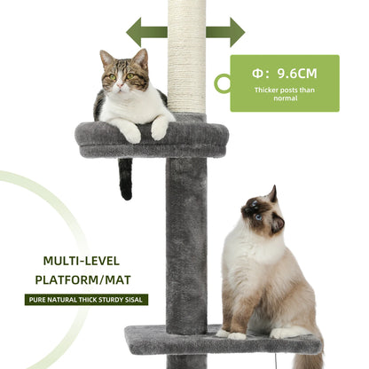 Pawz Road 5-Level Adjustable Cactus Cat Tree Tower with Natural Thicken Scratching Post and Hammock