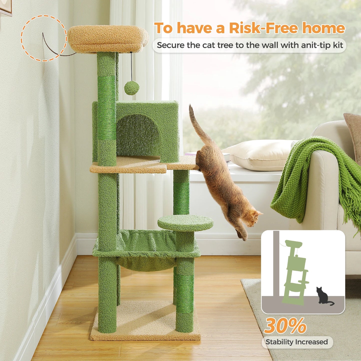 Luxury Multi-Level Cat Tree Tower with Condo, Scratching Post & Cat Toys for Indoor Cats