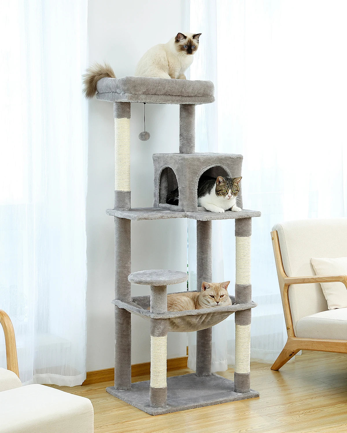 Luxury Multi-Level Cat Tree Tower with Condo, Scratching Post & Cat Toys for Indoor Cats