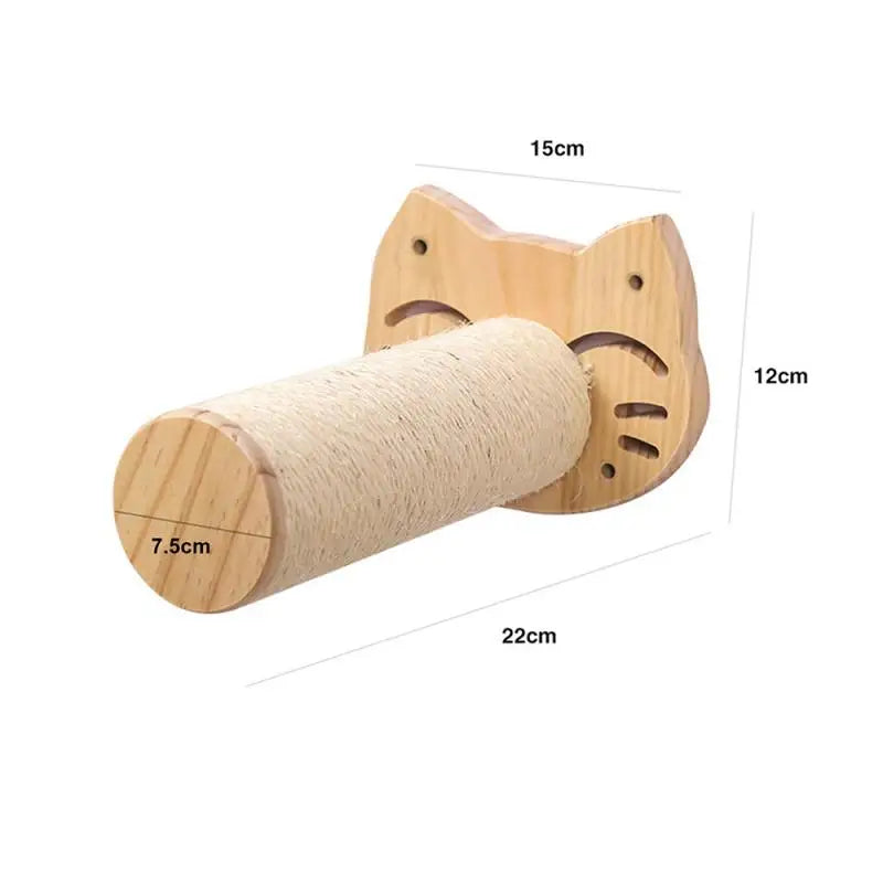 Wall-Mounted Cat Climbing Hammock & Scratching Post - Wooden Furniture Ladder for Cats to Sleep & Play