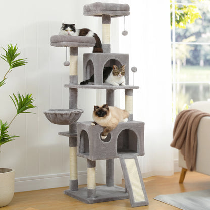 Luxury Multi-Layer Cat Tree House Condo with Ladder and Sisal Scratching Post for Climbing and Jumping