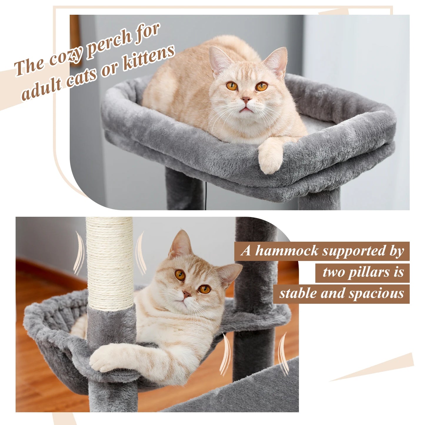 Luxury Multi-Layer Cat Tree House Condo with Ladder and Sisal Scratching Post for Climbing and Jumping