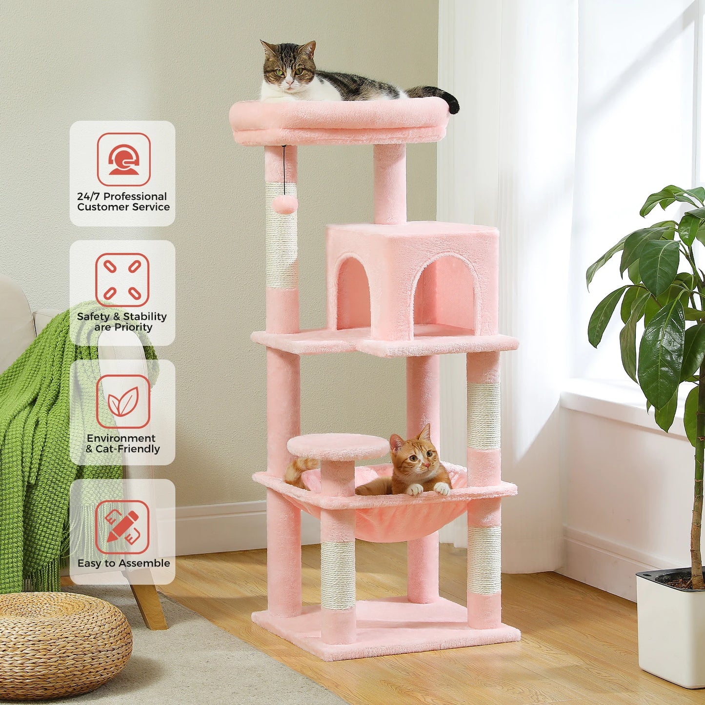 Luxury Multi-Level Cat Tree Tower with Condo, Scratching Post & Cat Toys for Indoor Cats