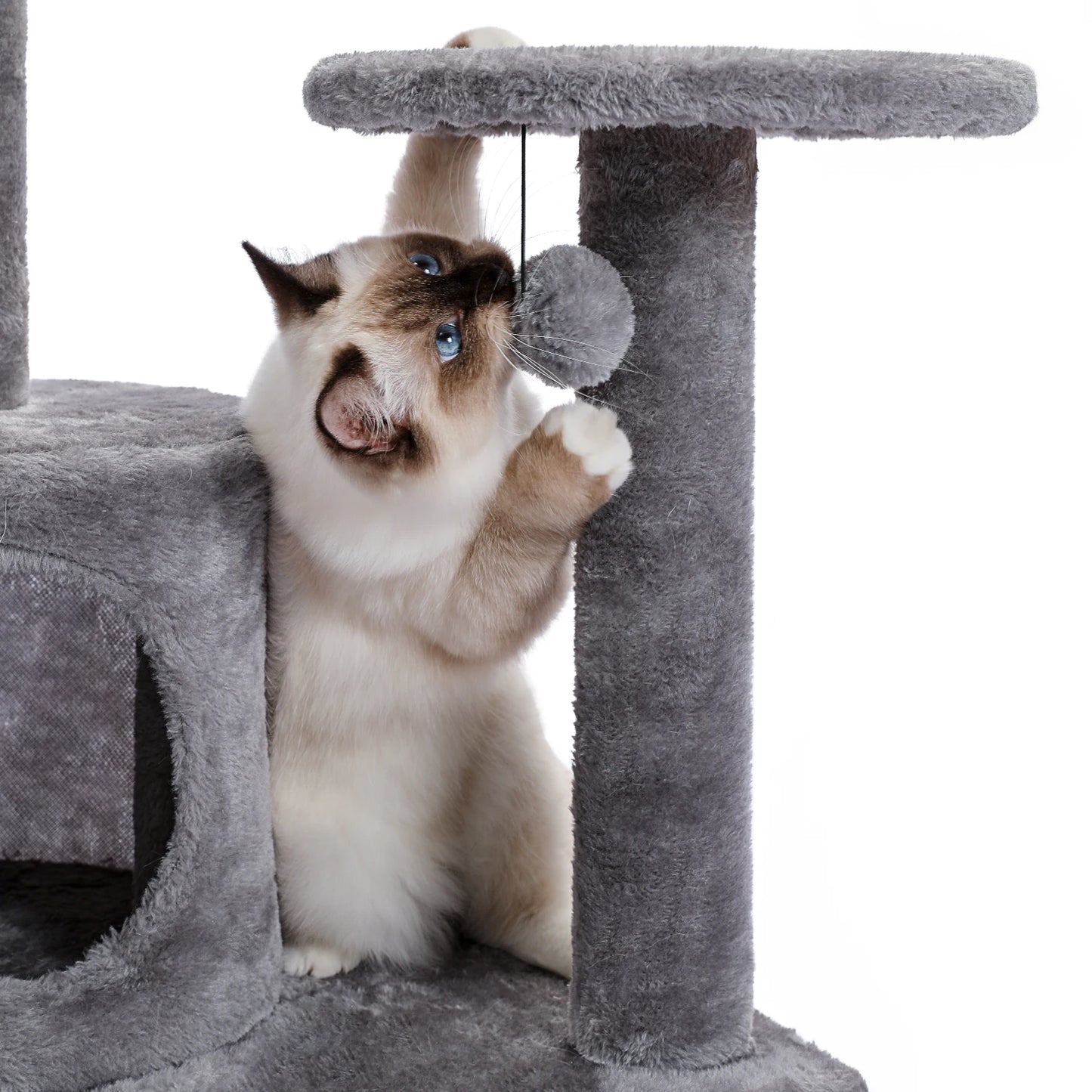 Luxury Multi-Layer Cat Tree House Condo with Ladder and Sisal Scratching Post for Climbing and Jumping