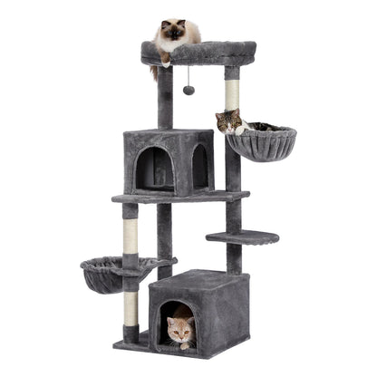 Luxury Multi-Layer Cat Tree House Condo with Ladder and Sisal Scratching Post for Climbing and Jumping