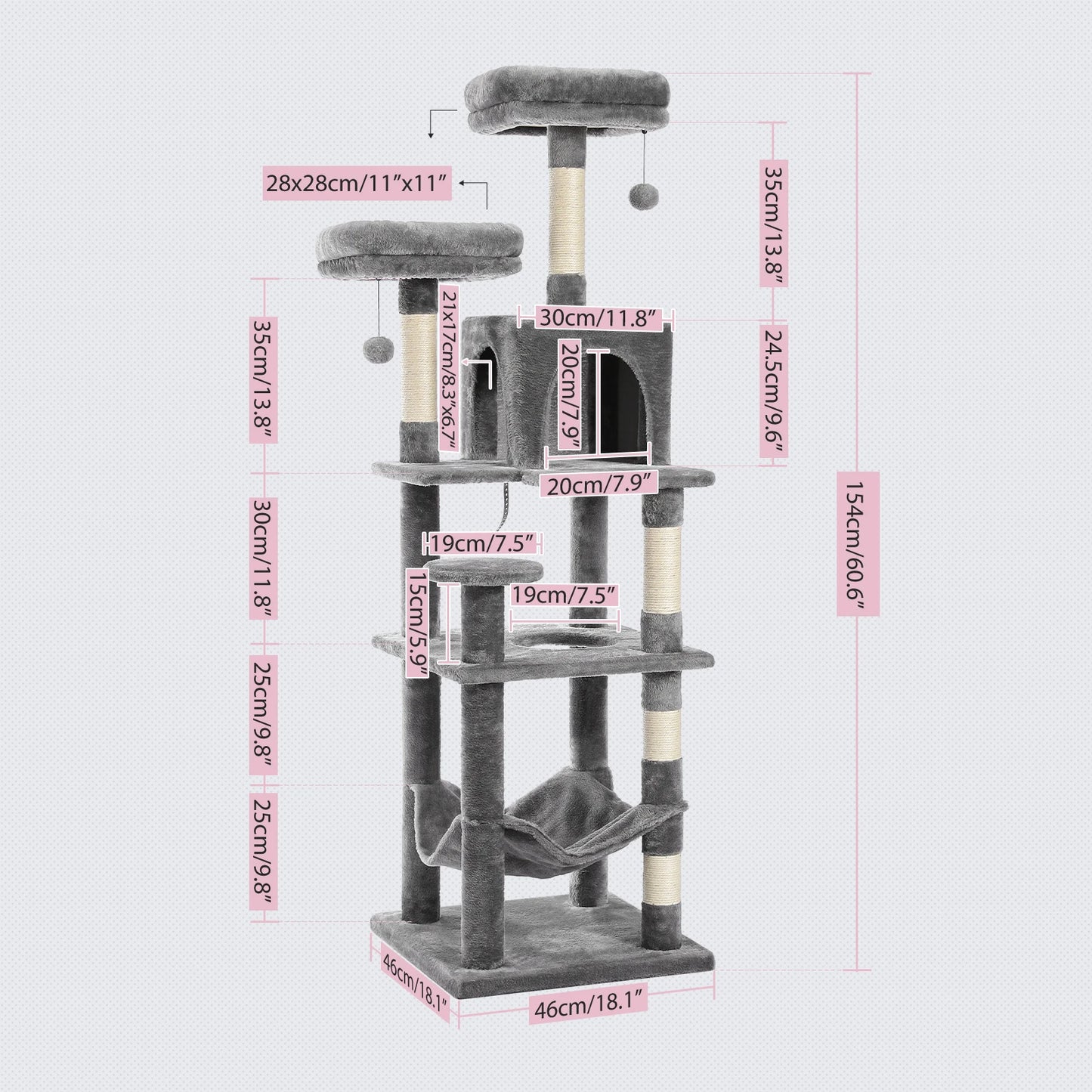 Luxury Multi-Layer Cat Tree House Condo with Ladder and Sisal Scratching Post for Climbing and Jumping