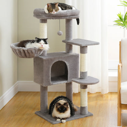 Luxury Multi-Layer Cat Tree House Condo with Ladder and Sisal Scratching Post for Climbing and Jumping