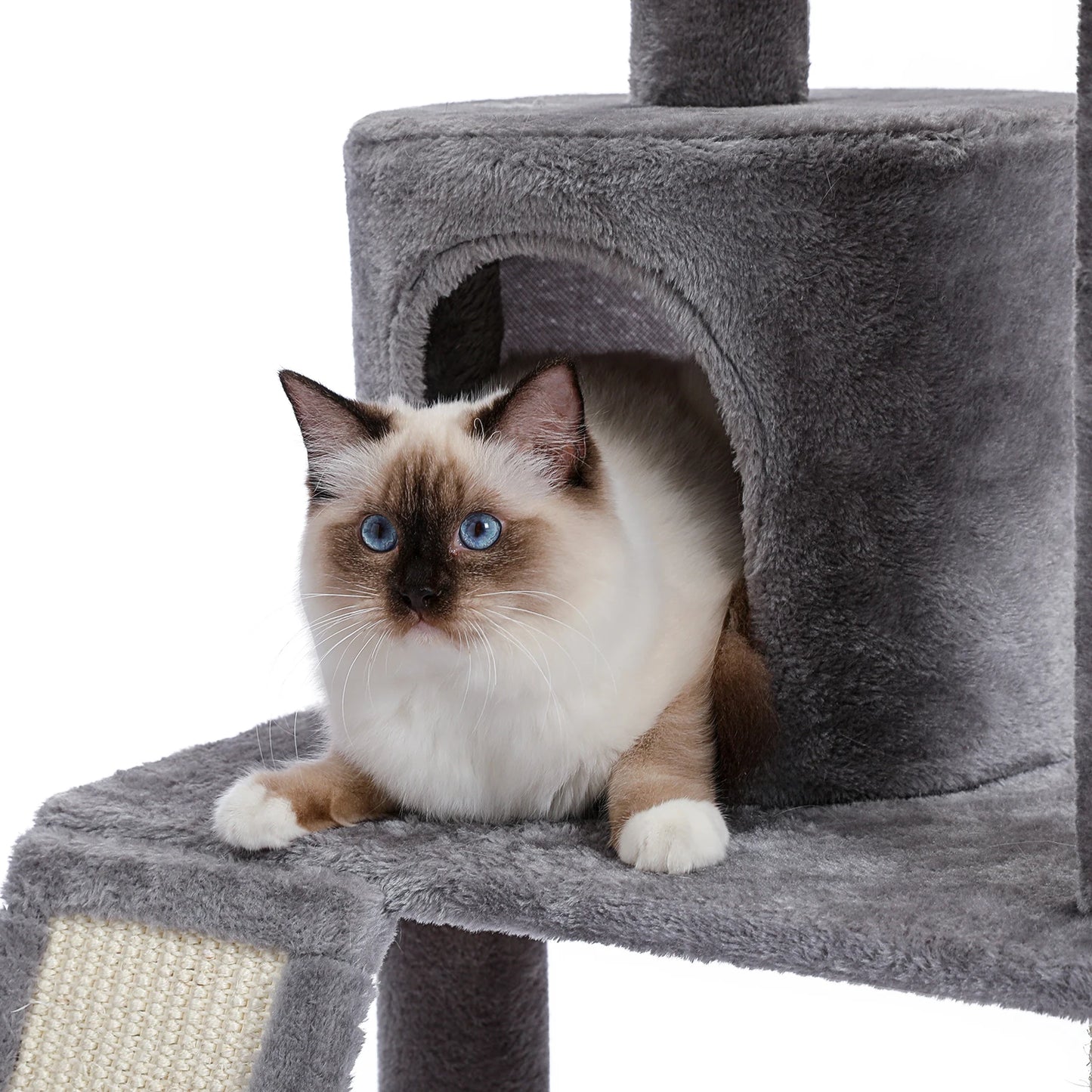 Luxury Multi-Layer Cat Tree House Condo with Ladder and Sisal Scratching Post for Climbing and Jumping