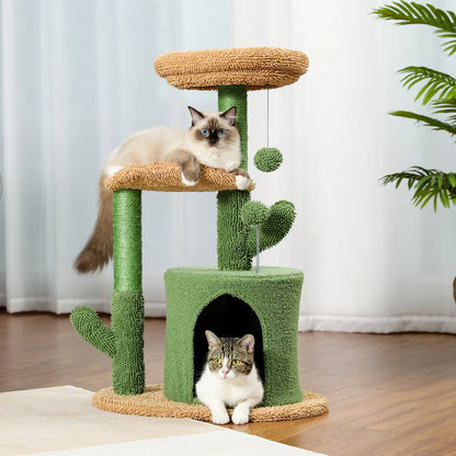 PAWZ Road Multi-Level Cat Tree House Condo Playground with Hammock for Large Cats and Kittens