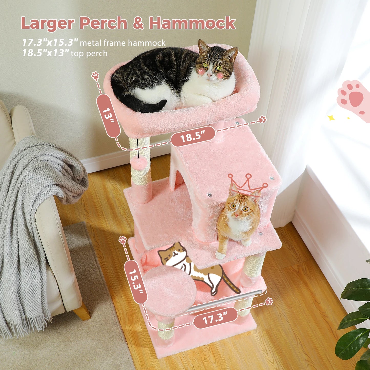 Luxury Multi-Level Cat Tree Tower with Condo, Scratching Post & Cat Toys for Indoor Cats