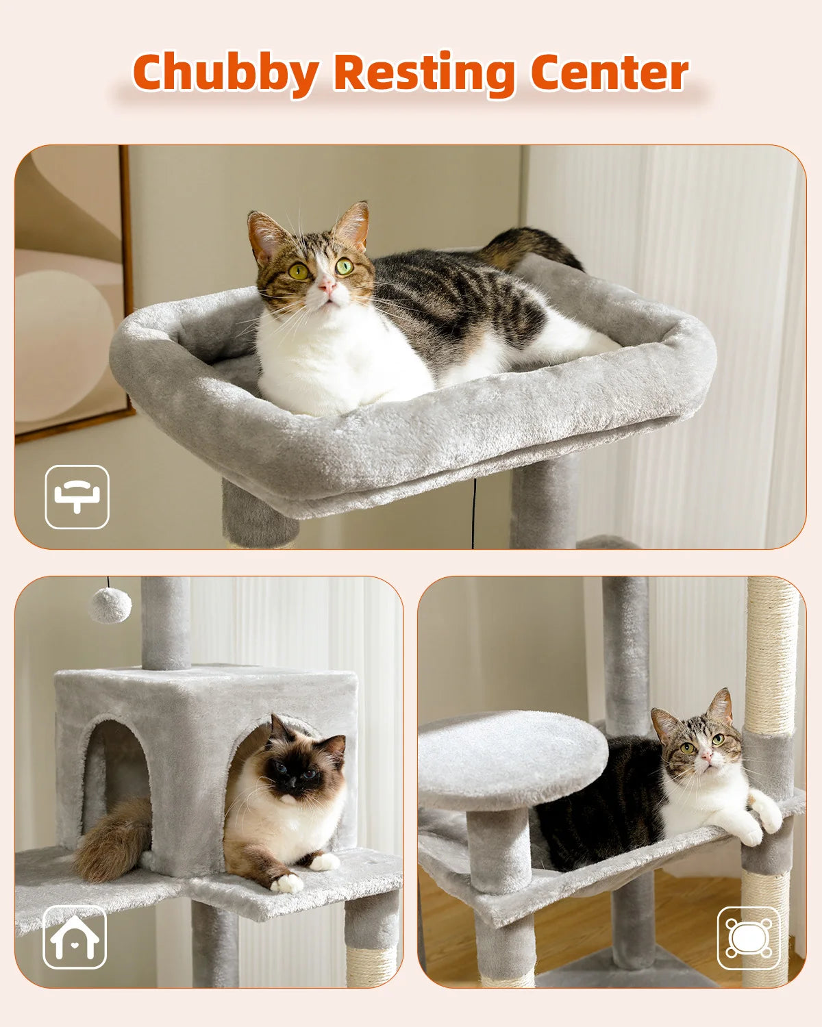 Luxury Multi-Level Cat Tree Tower with Condo, Scratching Post & Cat Toys for Indoor Cats