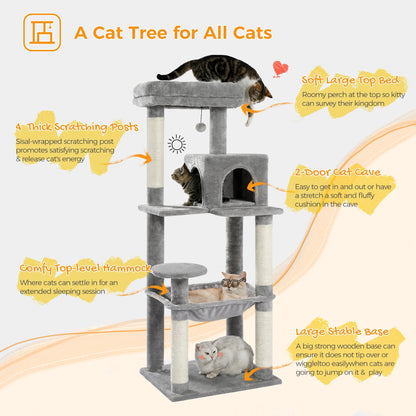 Luxury Multi-Level Cat Tree Tower with Condo, Scratching Post & Cat Toys for Indoor Cats