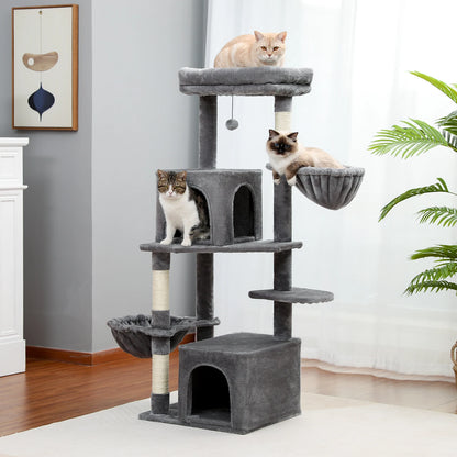 Luxury Multi-Layer Cat Tree House Condo with Ladder and Sisal Scratching Post for Climbing and Jumping